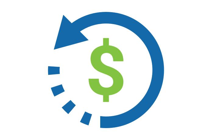 money symbol with circular arrow icon